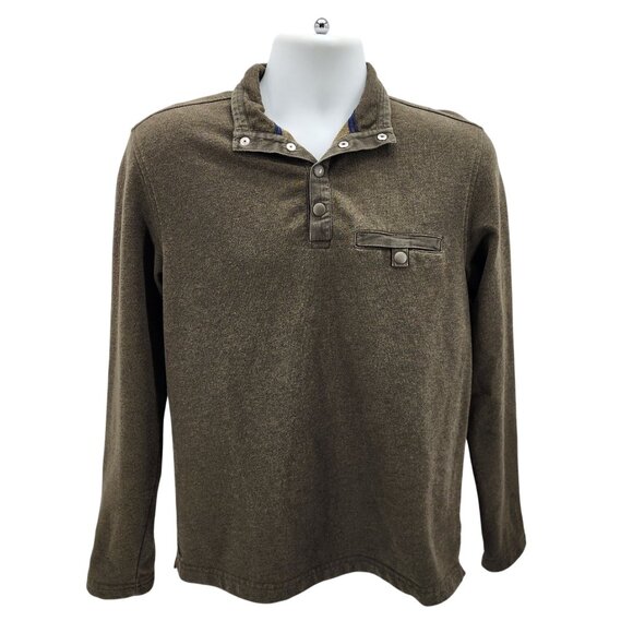 Untuckit Mens Medium Sweatshirt Parkson Snap Fleece Green Long Sleeve - Picture 3 of 10